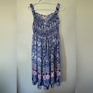 Hailey & Co | Blue Smocked Tank Maxi Dress Size Medium NWT